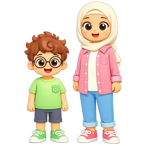 Layth and Layan, two Muslim kids who love learning about Islam