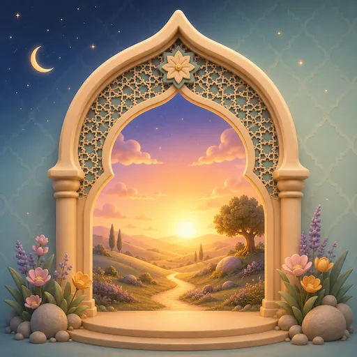 Illustration for Surah Ad-Duha, surah 93 of the Quran, the morning light