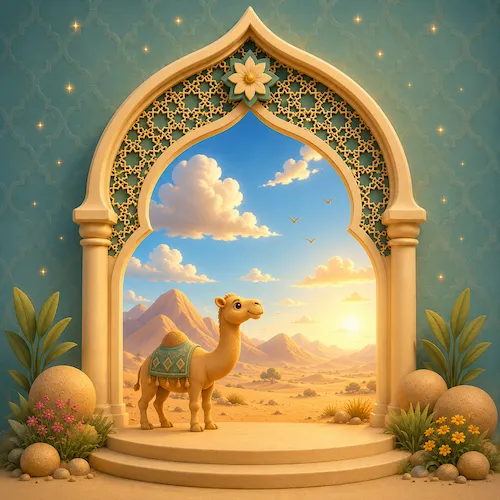 Illustration for Surah Al-Ghashiyah, surah 88 of the Quran, the overwhelming
