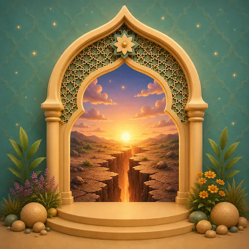 Illustration for Surah Al-Inshiqaq, surah 84 of the Quran